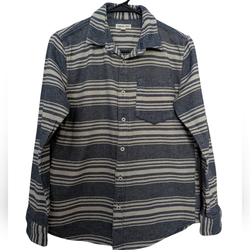TUCKER + TATE Flannel Shirt Size XL (14/16) Navy and Ivory